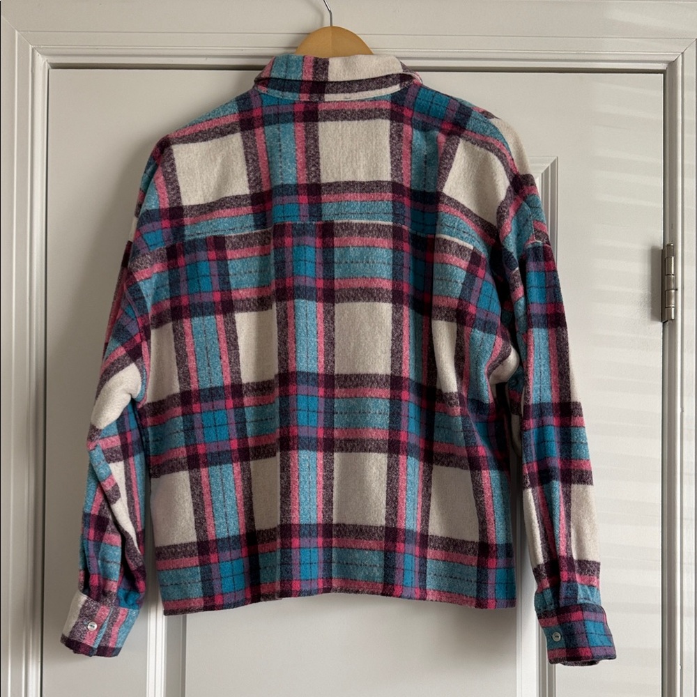 Miami for Francesca’s Plaid Button Down Shirt - Blue and Pink - Picture 2 of 2
